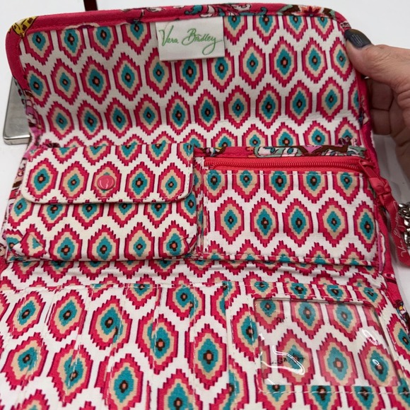 Vera Bradley Tutti Frutti Quilted Cotton Tri-Fold Wallet Clutch with Chain Strap - Picture 7 of 12
